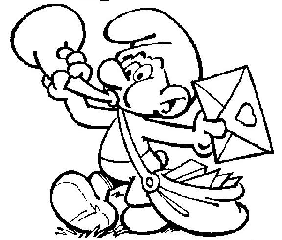 coloriage schtroumpf facteur